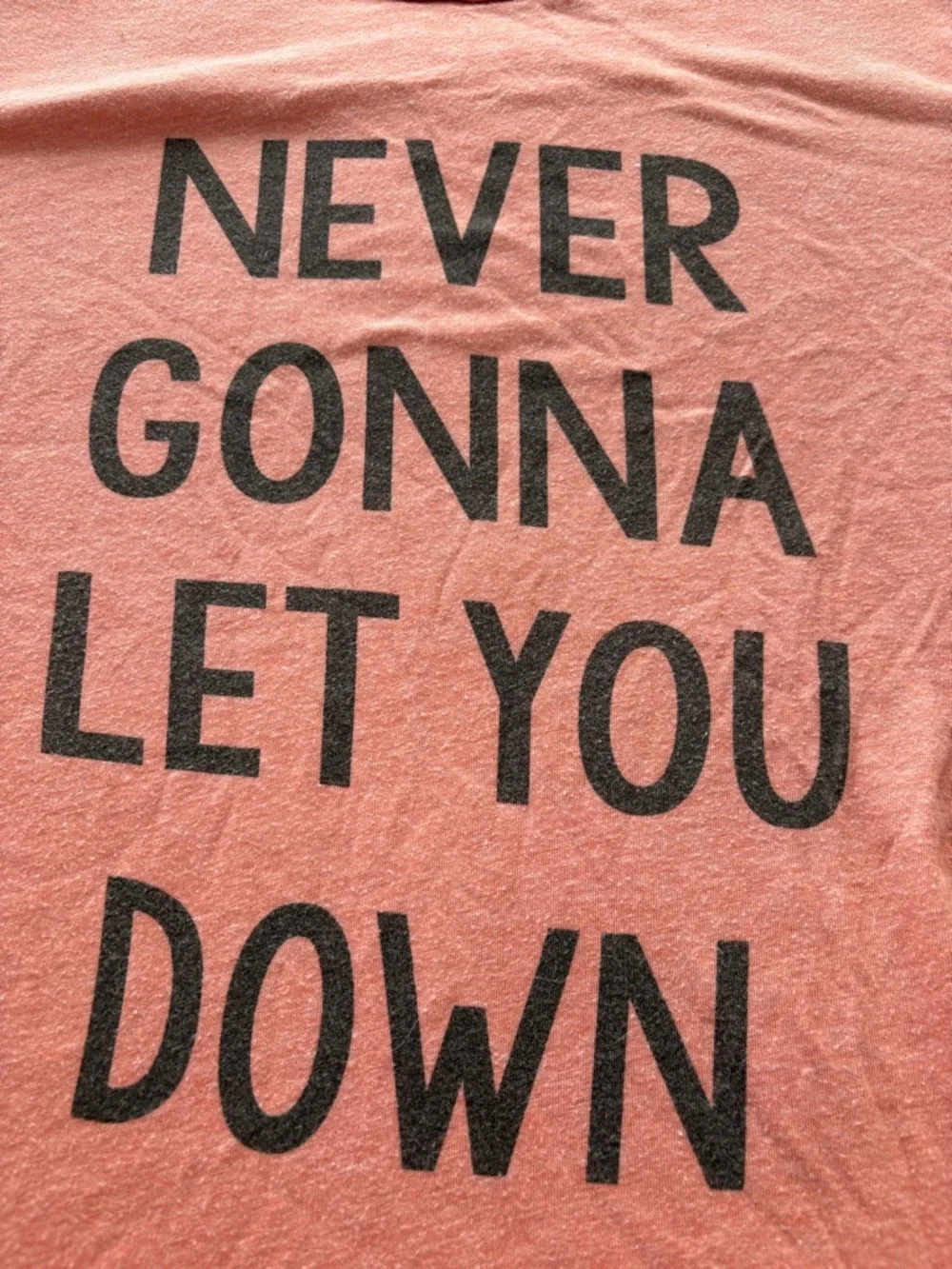 4/$25 Never Gonna Let You Down Salmon Tee - Picture 4 of 4